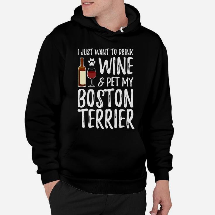 Wine And Boston Terrier For Boston Terrier Dog Mom Hoodie