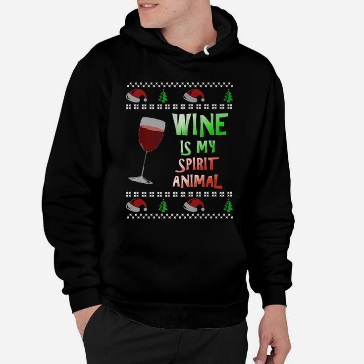 Wine Is My Spirit Animal Ugly Christmas Style Hoodie