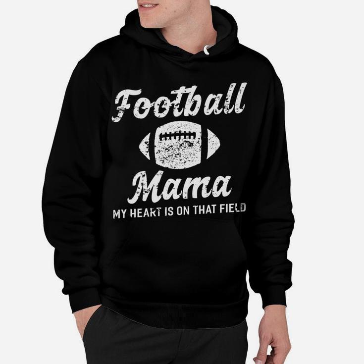 Womens Football Mama My Hear Cute Gift Mom Hoodie