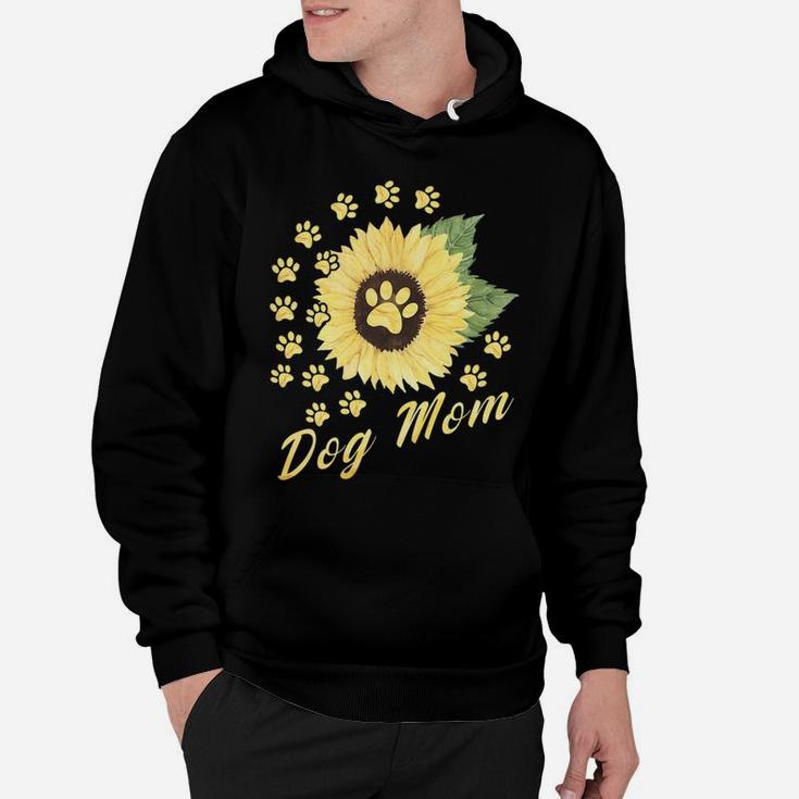 Womens Sunflower Dog Mom Paw Funny Gift For Dog Mom Hoodie