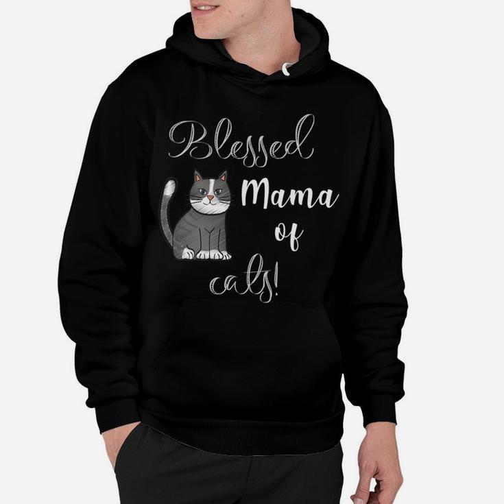 Womens Womens Blessed Mama Of Cats Cute Funny Hoodie