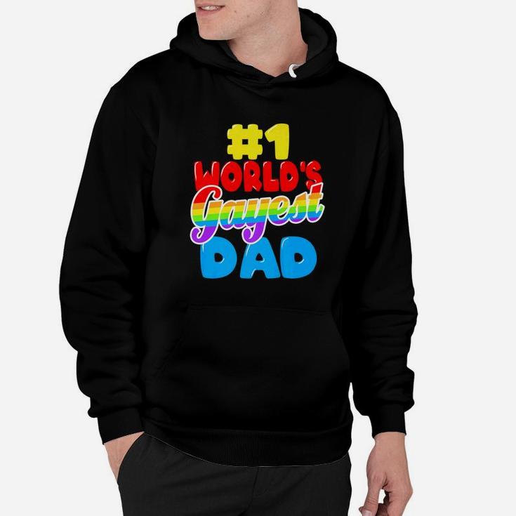 Worlds Gayest Dad Funny Gay Pride Lgbt Fathers Day Gift Premium Hoodie