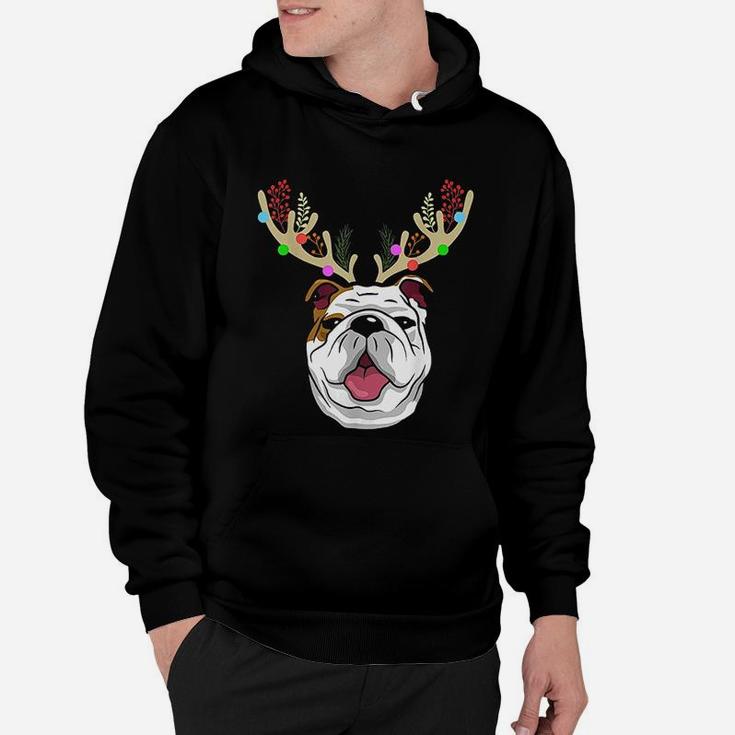 Xmas Funny Bulldogs With Antlers Christmas Hoodie