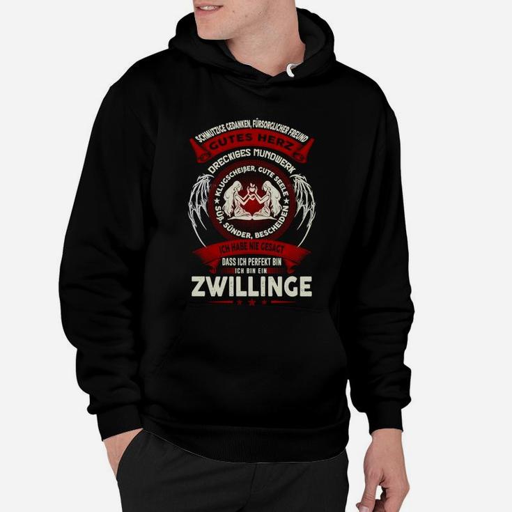 Zwillings-Geburtstags Hoodie, Schwarz mit Sternzeichen Design