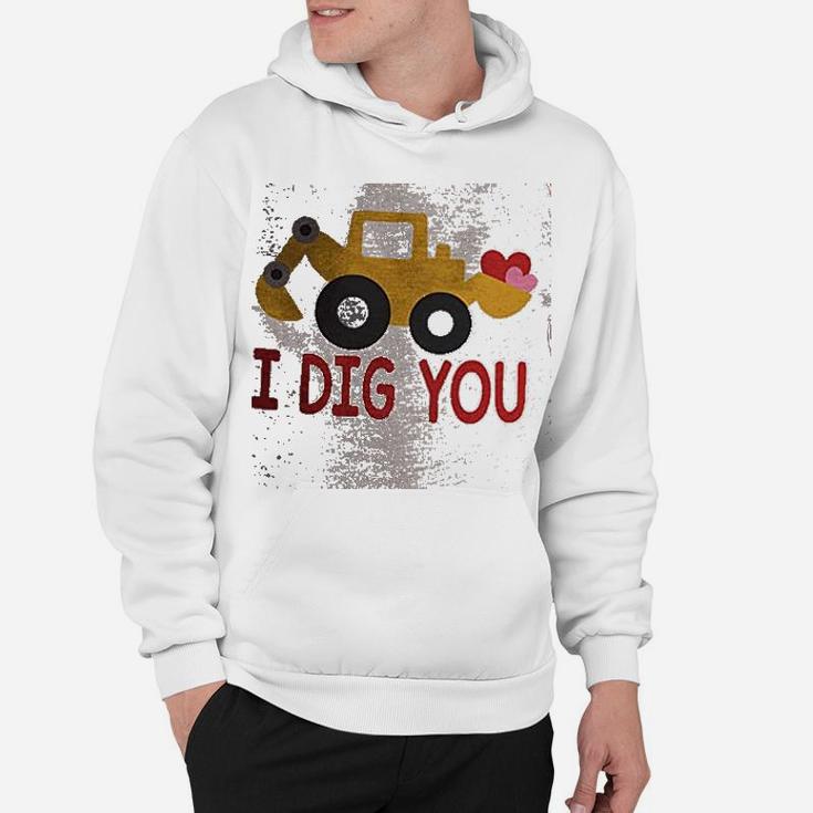 7 Ate 9 Apparel Kids I Dig You Construction Truck Day Red Raglan Hoodie