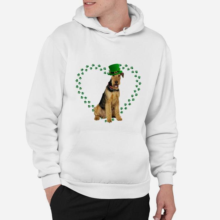 Airedale Terrier Heart Paw Leprechaun Hat Irish St Patricks Day Gift For Dog Lovers Hoodie