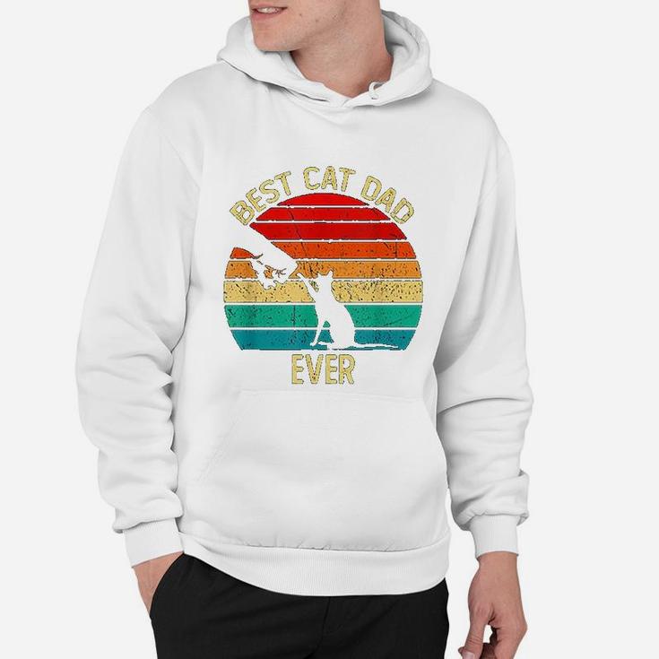 Best Cat Dad Ever Retro Vintage Paw Fist Bump Funny Hoodie