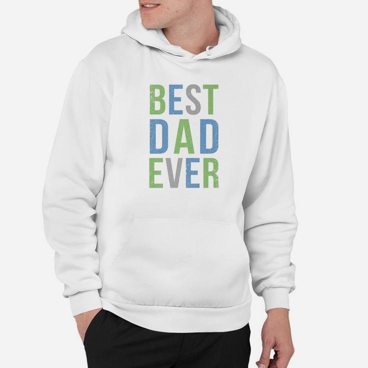 Best Dad Ever In Blue Green And Gray Block Letters Premium Hoodie