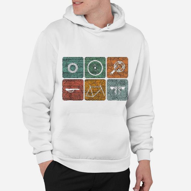 Biking Cycling Vintage Bicycle Parts Cyclist Gifts Hoodie