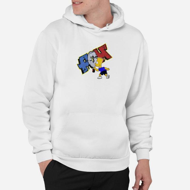 Buntes Cartoon-Motiv Hoodie in Weiß, Klassisches Design für Jeden