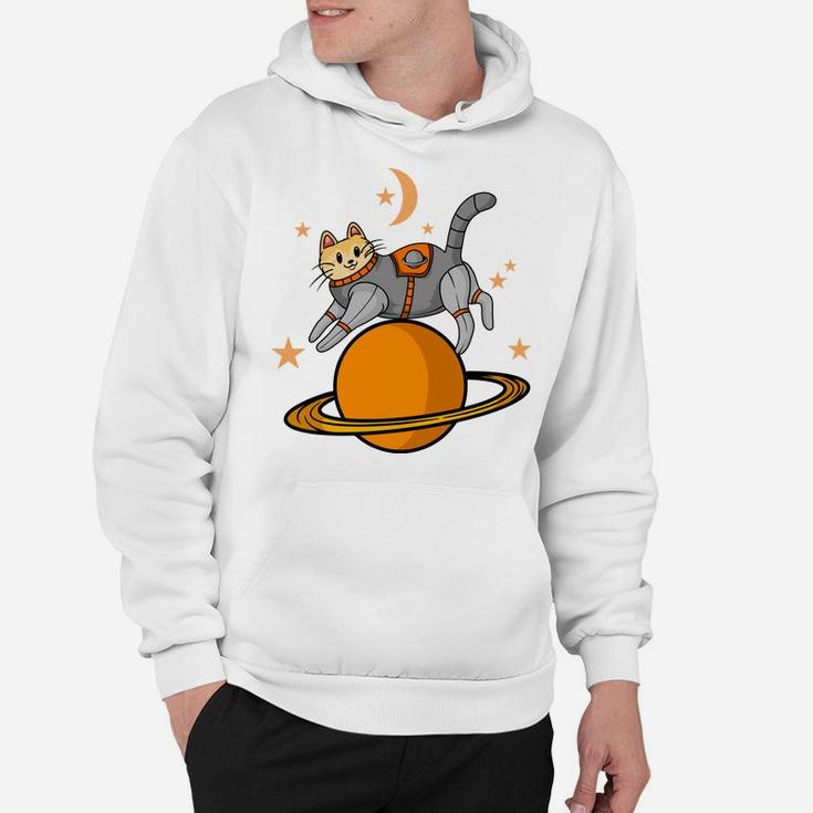 Cat Astronaut Flying In Space Cartoon Idea Pet Gift Hoodie