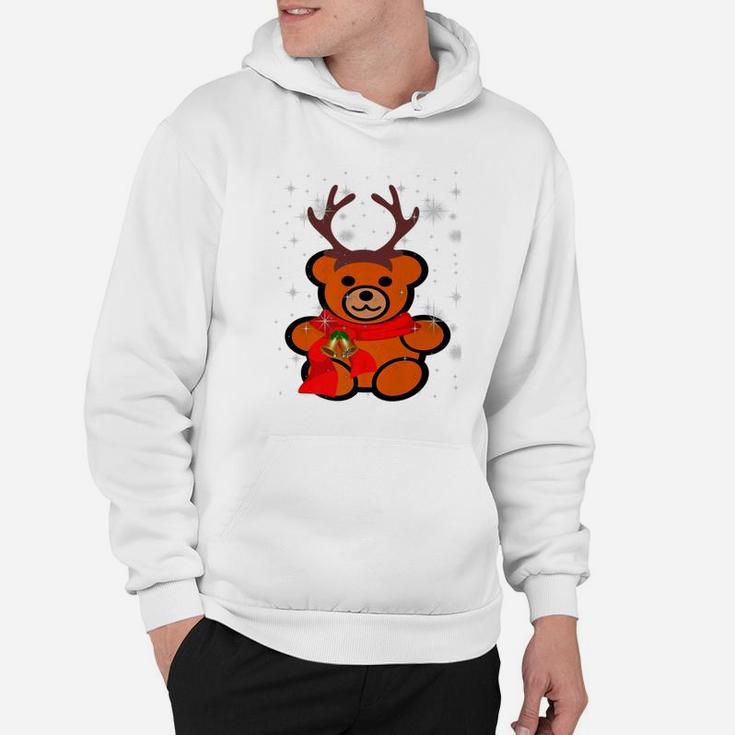 Christmas Eve Teddy Bear With Antlers In The Snow Hoodie