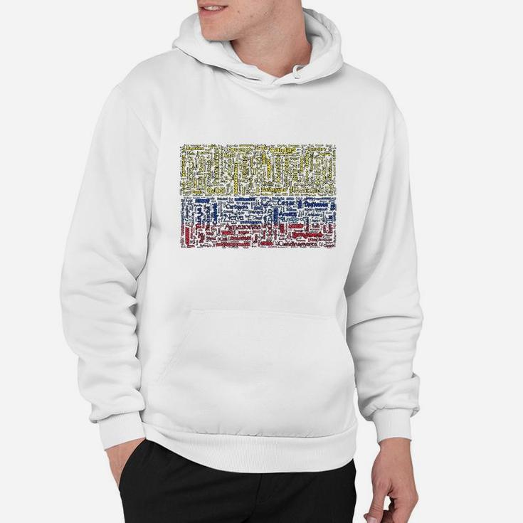 Colombian Flag With Colombian Cities Word Art Gift Hoodie