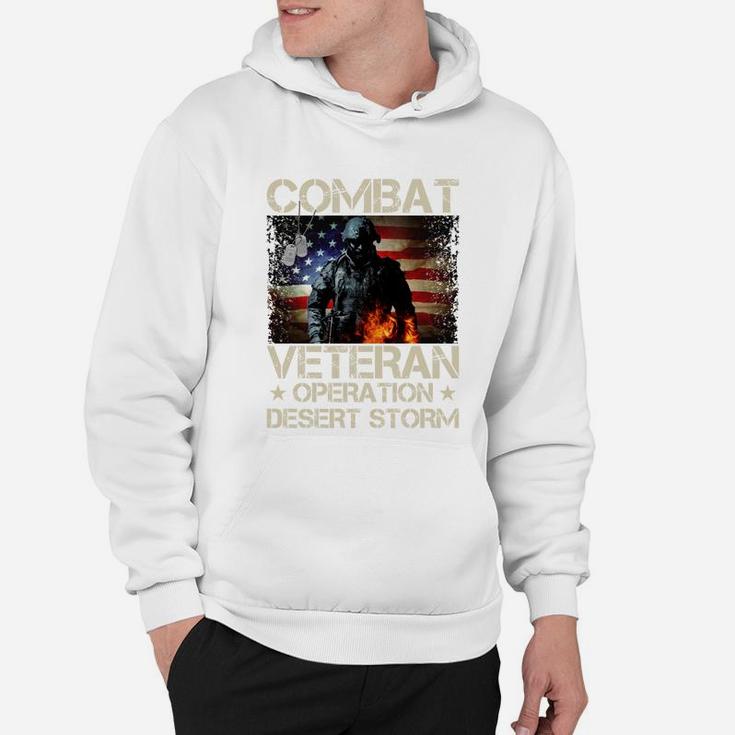 Combat Veteran Operation Desert Strom American Flag Hoodie