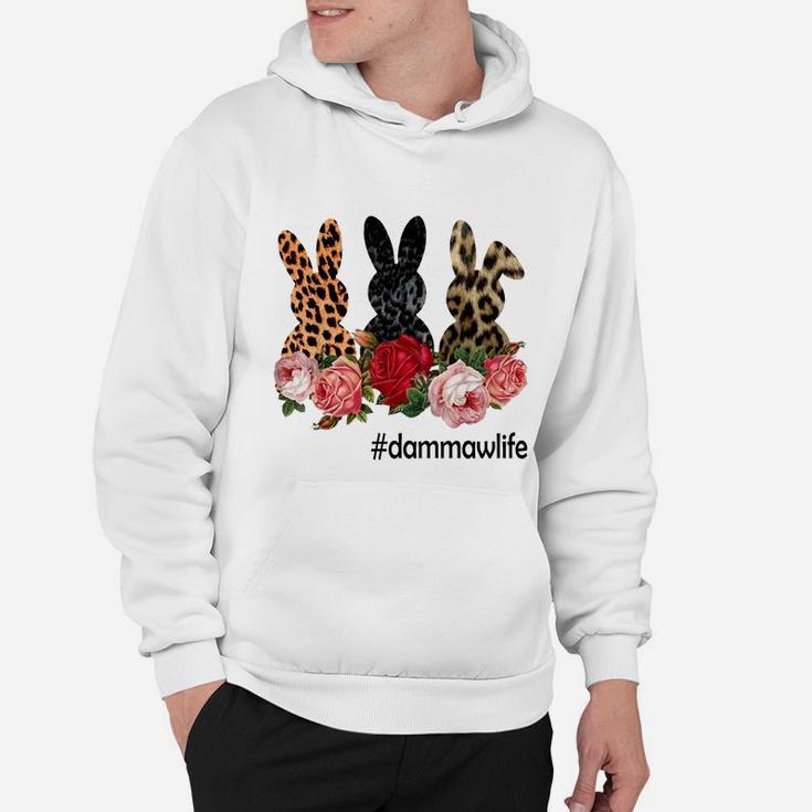 Cute Bunny Flowers Dammaw Life Happy Easter Sunday Floral Leopard Plaid Women Gift Hoodie