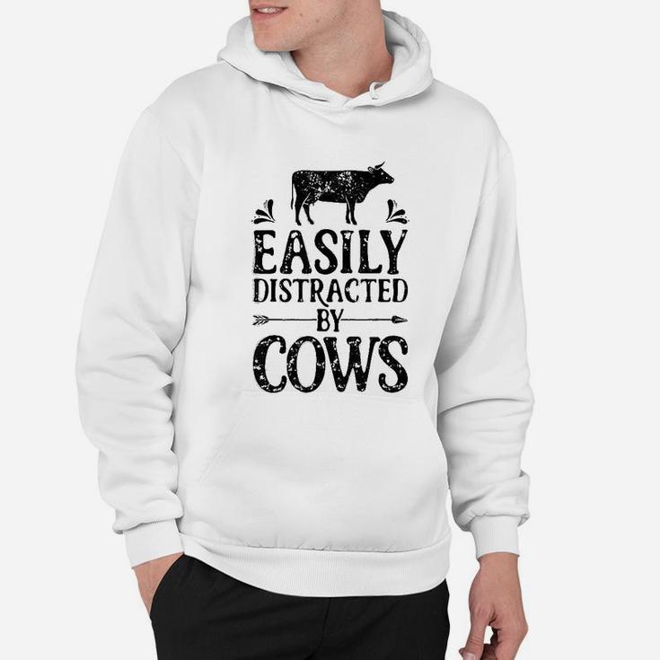 Easily Distracted By Cows Cow Men Women Gifts Farmer Hoodie
