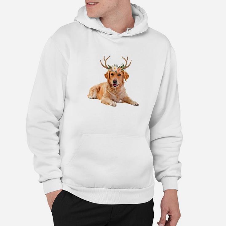 Golden Retriever Dog Reindeer Antlers Funny Christmas Shirt Hoodie