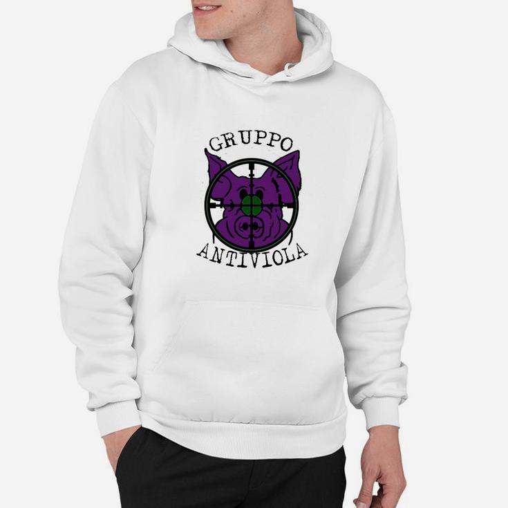 Gruppo Antiviola Logo Herren Hoodie in Weiß, Fanmode Design