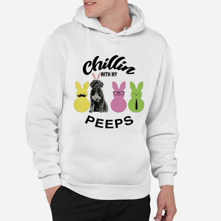 Happy 2021 Easter Bunny Cute Portuguese Water Dog Chilling With My Peeps Gift For Dog Lovers Hoodie