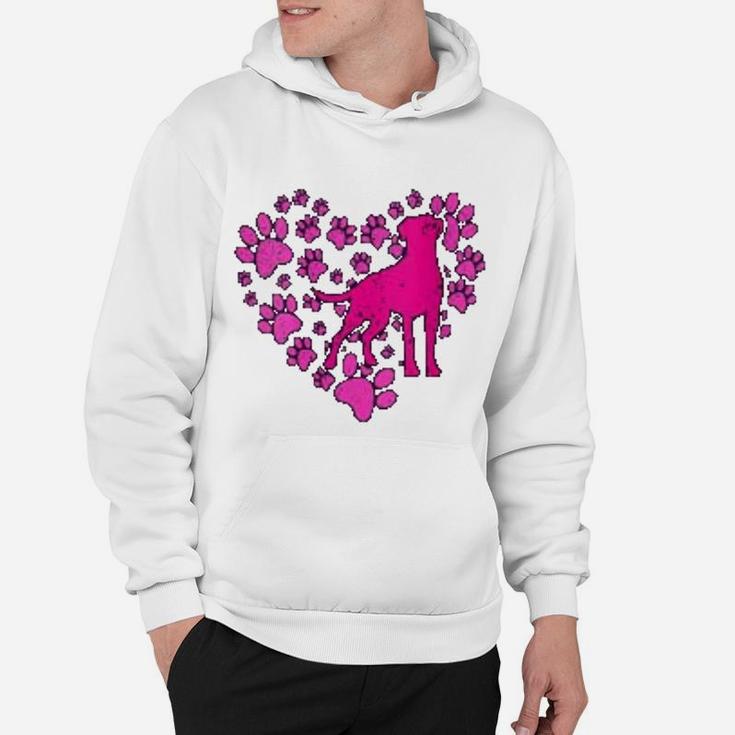 Heart Dog Paws Print Love Valentines Day Hoodie