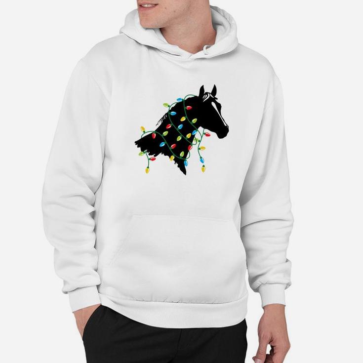 Horse Tangled Up In Colored Christmas Lights Holiday Hoodie
