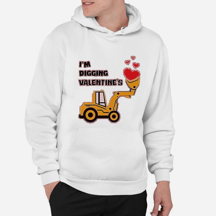 I Am Digging Valentines Gift For Tractor Loving Boys Toddler Infant Kids Hoodie