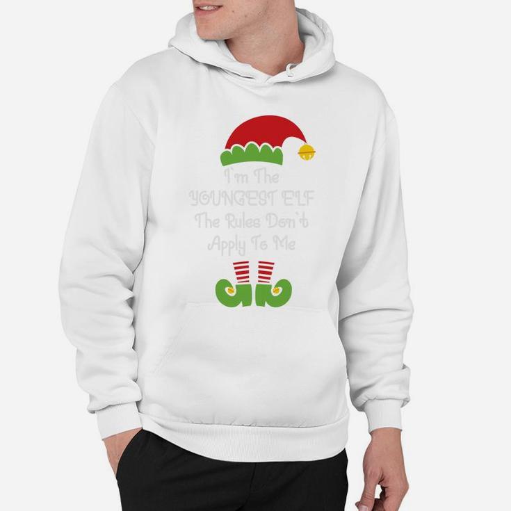 I Am The Youngest Elf The Rules Dont Apply To Me Family Matching Christmas Hoodie