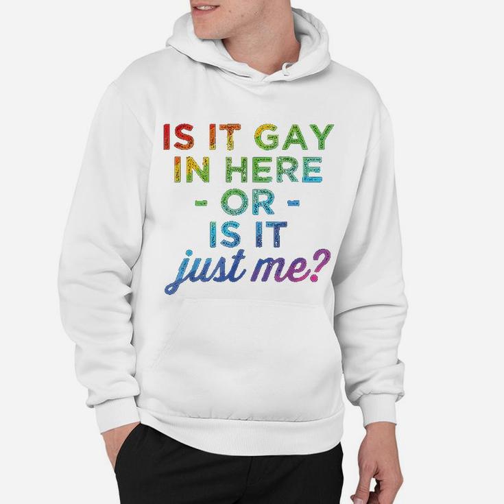 Is It Gay In Here Or Is It Just Me Funny Gay Pride Hoodie