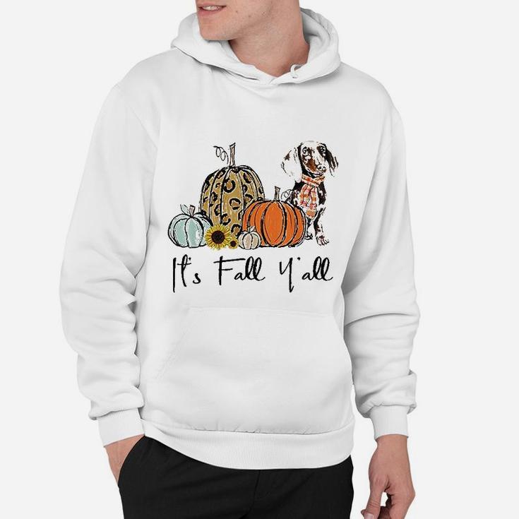 Its Fall Yall Yellow Dachshund Dog Leopard Pumpkin Falling Hoodie