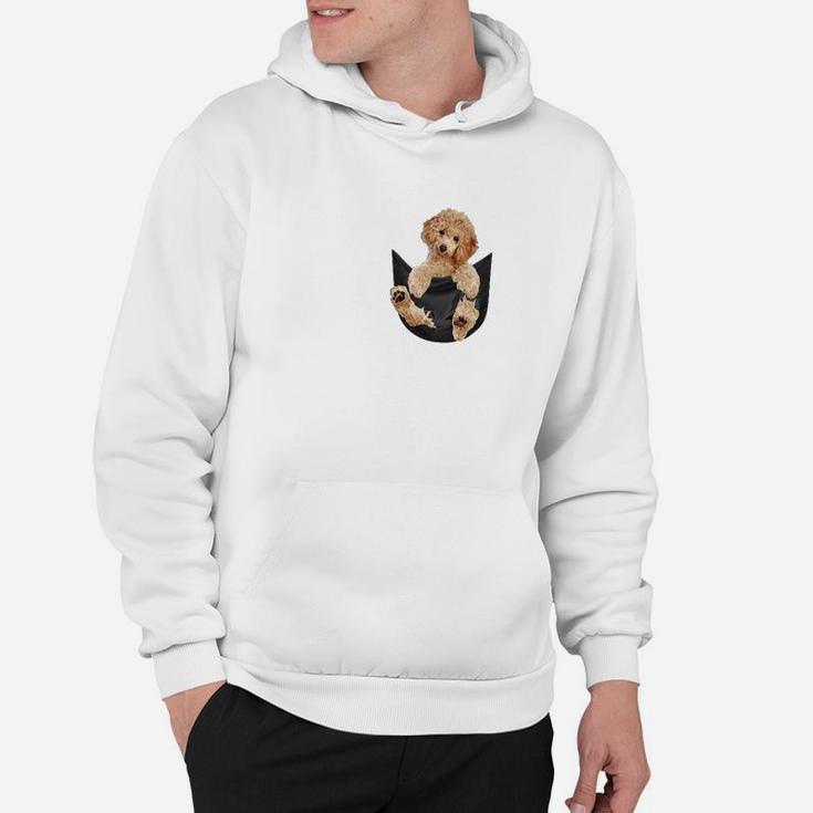 Kuscheltier-Pocket-Print Weißes Hoodie, Kreatives Design Tee