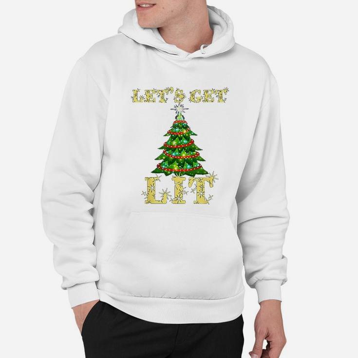 Lets Get Lit Drinking Funny Christmas Hoodie