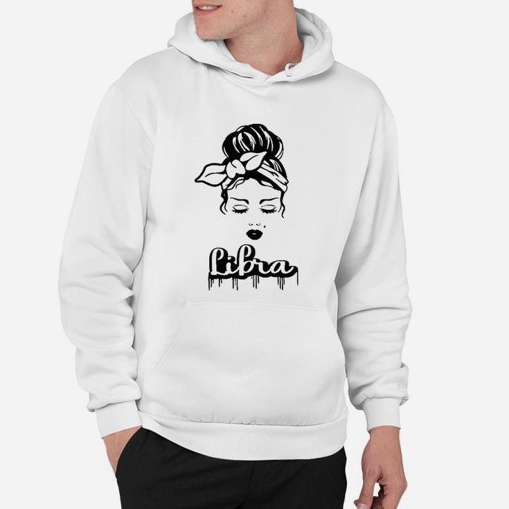 Libra Zodiac Sign Messy Bun Retro Vintage Birthday Hoodie