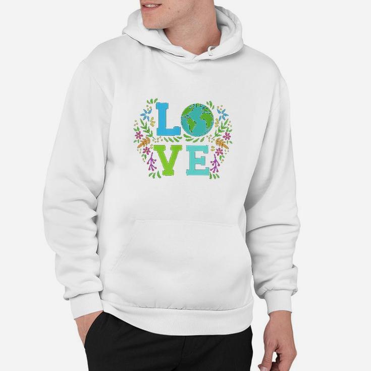 Love Earth Save The Planet Vintage Floral Earth Day Clothes Hoodie
