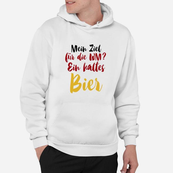 Lustiges Fußball WM Hoodie WM-Ziel: Ein kaltes Bier, Herren, Weiß