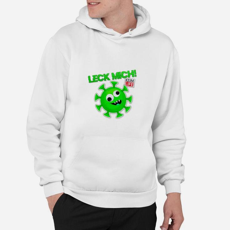 Lustiges Virus-Motiv Hoodie Leck mich am ZIP!, Herren Weiß