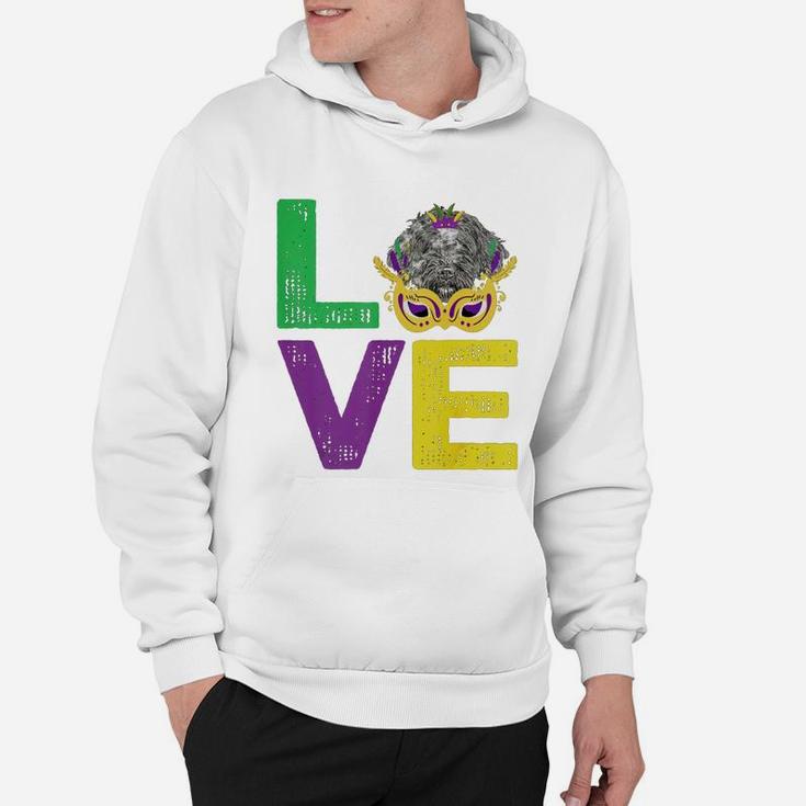 Mardi Gras Fat Tuesday Costume Love Portuguese Water Dog Funny Gift For Dog Lovers Hoodie