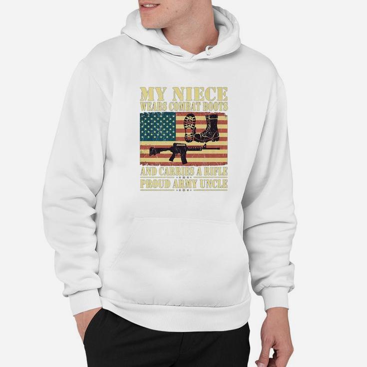 Mens My Niece Wears Combat Boots Proud Army Uncle Us Flag Hoodie