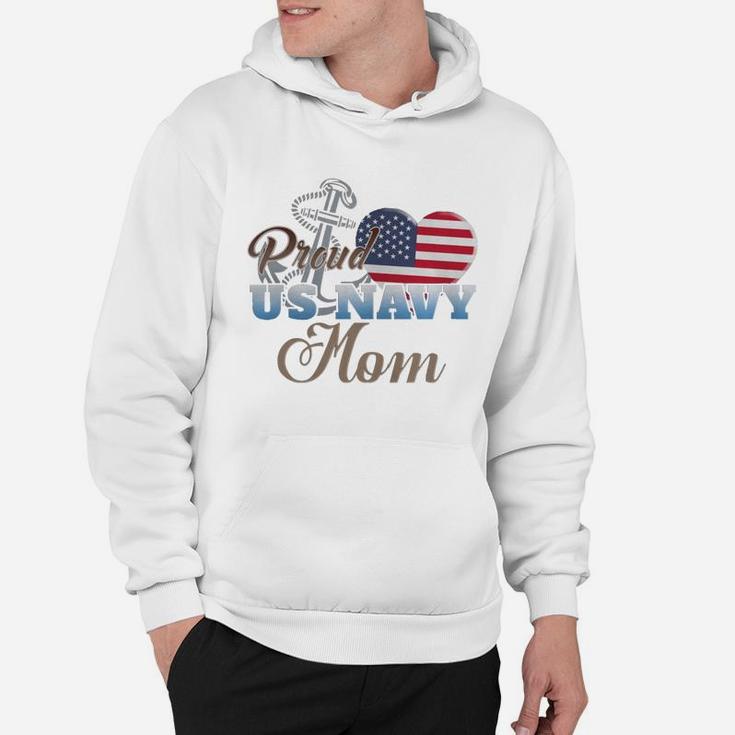 Proud Us Navy Mom Shirt - Navy Mom Patriotic Heart Hoodie