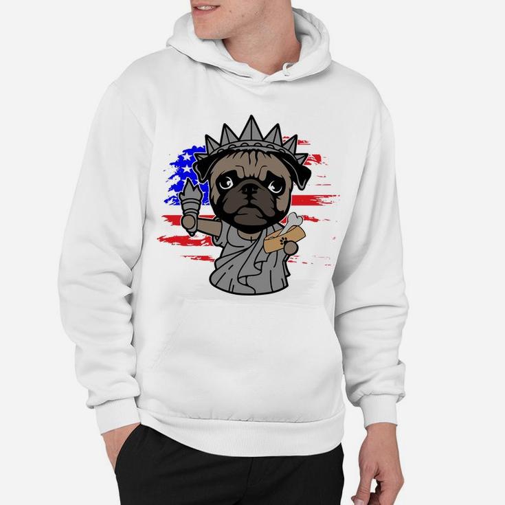 Pug Statue Of Liberty Memorial Day 4th Of July Hoodie
