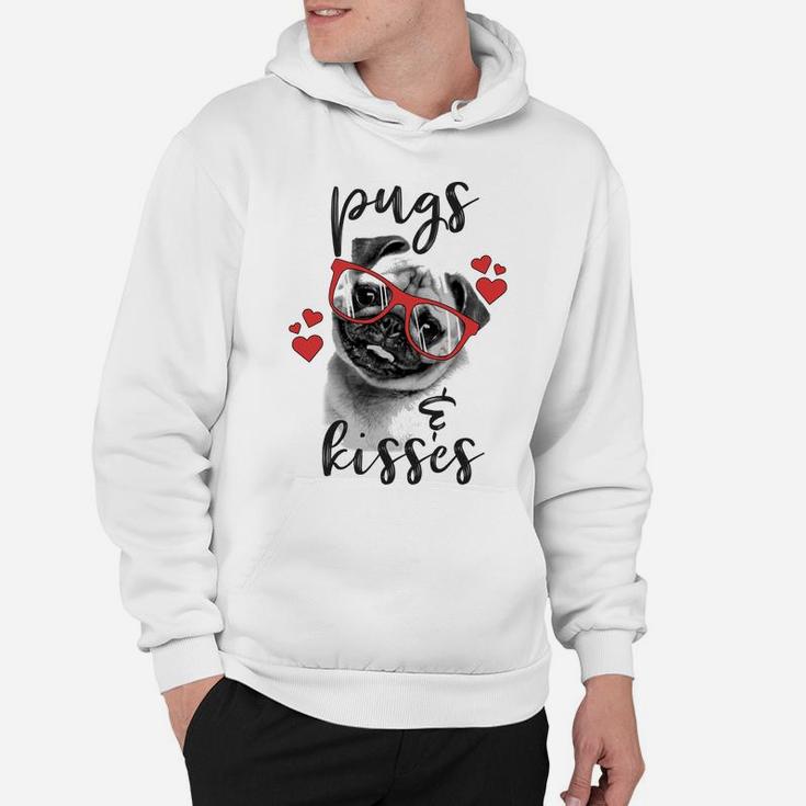 Pugs And Kisses Red Hearts Valentines Graphic Hoodie