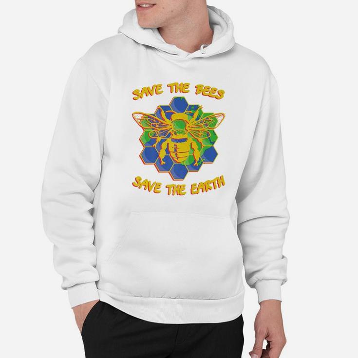 Save The Bees Save The Earth Vintage Earth Day Bee Hoodie