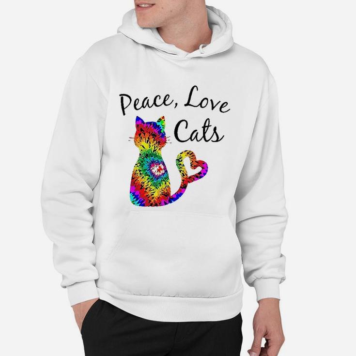 Tie Dye Cat Peace Love Cats Tie Dyed Kitty Cat Lovers Hoodie