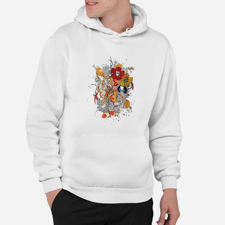 Tiger Flower Skull Day Of The Dead Mexican Pattern Hoodie