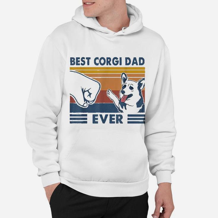 Vintage Best Corgi Dad Ever Fist Bump Funny Corgi Lover Gift Hoodie