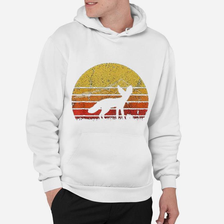 Vintage Retro Fennec Fox Silhouette Sunset Distressed Funny Hoodie