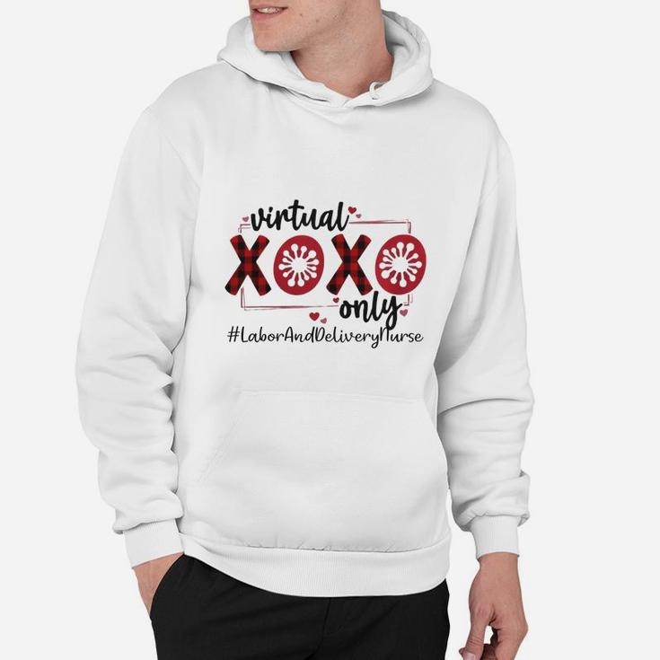 Vitual Xoxo Only Labor And Delivery Nurse Red Buffalo Plaid Nursing Job Title Hoodie