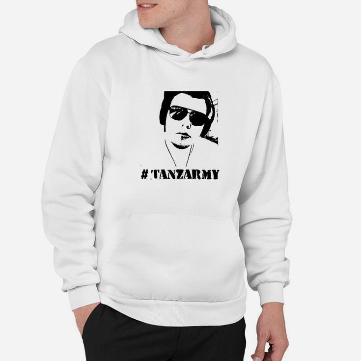 Weißes Unisex Hoodie mit Porträt-Print & #TANZARMY, Tanzfans Bekleidung