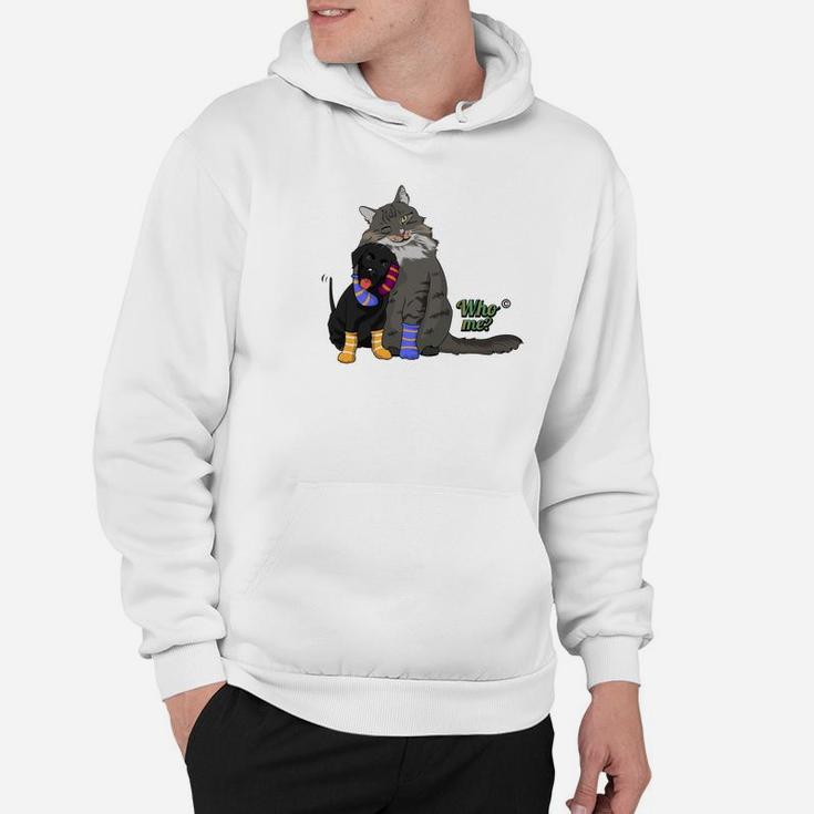 Who Doesnt Love S With A Black Puppy And Gray Cat Hoodie