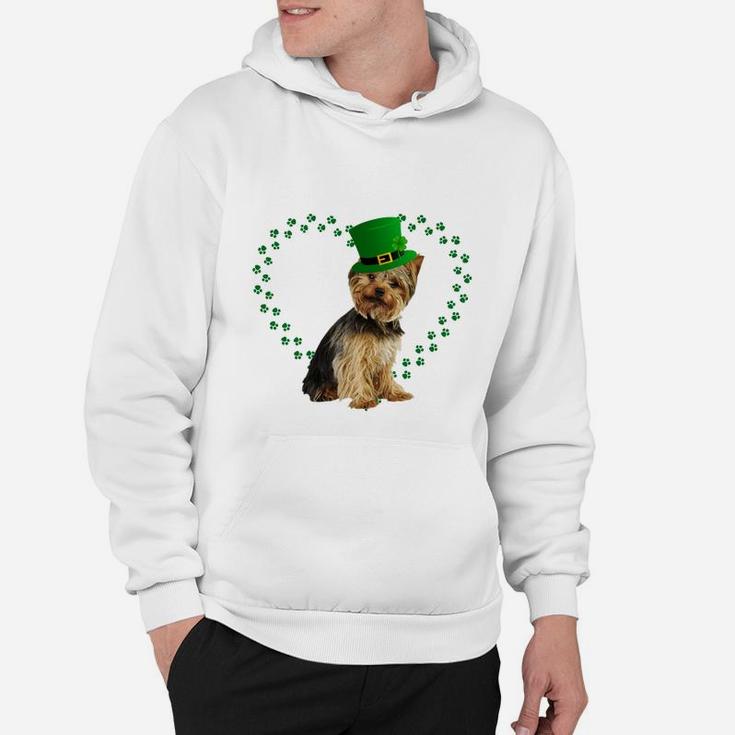 Yorkshire Terrier Heart Paw Leprechaun Hat Irish St Patricks Day Gift For Dog Lovers Hoodie