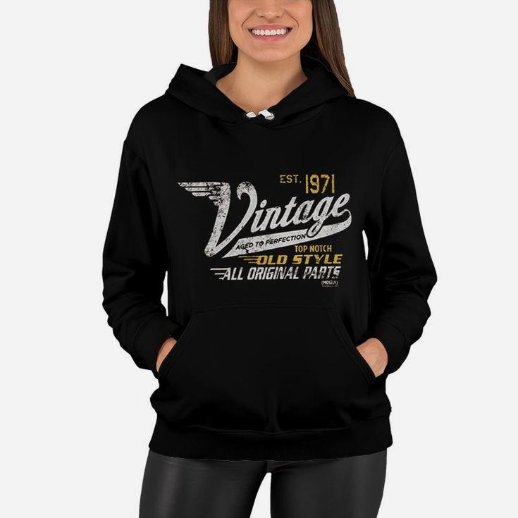 50th Birthday Gift Vintage 1971 Aged To Perfection Vintage Racing  Women Hoodie